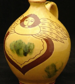 Angel with Wings redware jug, Kulina Folk Art