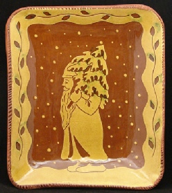 Father Christmas redware platter, Kulina Folk Art