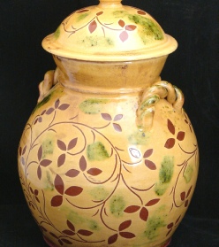 Ivy redware jar, Kulina Folk Art
