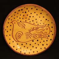redware plate, dove