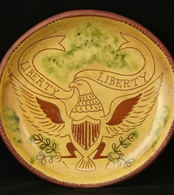 redware plate, liberty eagle