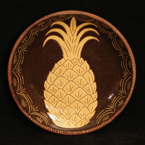 redware plate, pineapple