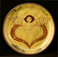 Redware Plate, Angel with Wings