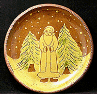 Redware Plate, Santa