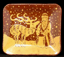 Redware Platter, Santa with Deer
