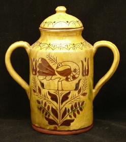 Ivy redware deep trencher, Kulina Folk Art
