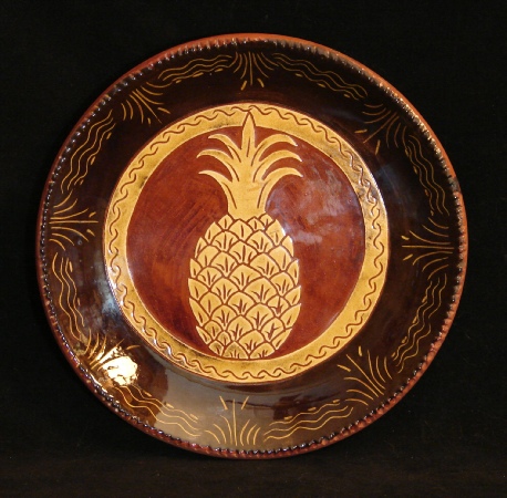 redware plate, pineapple