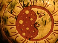 pilgriim flask, man in the moon detail