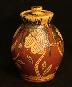 jar, sgraffito flowers