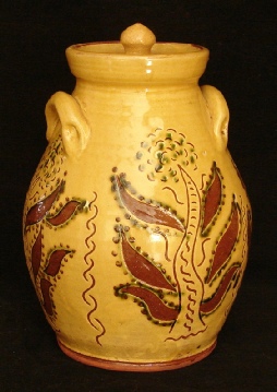 redware ovoid jar trees pattern