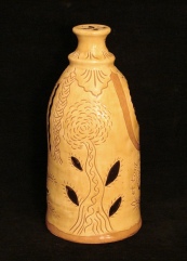 redware salt cellar, side