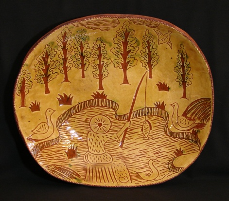 redware trencher, gone fishing