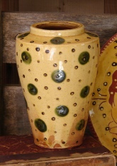 redware fruit bowl, ivy leaves